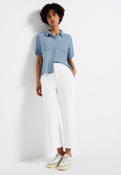 Street One - Spijkerblouse korte mouw - Vintage Denim - Denim-Blouse tencel - 345721