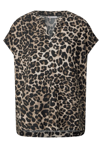 Street One - Spijkerblouse lange mouw - Zwart - LTD QR Shirtblouse w splitneck - A345729