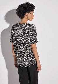 Street One - Spijkerblouse lange mouw - Zwart - LTD QR Splitneck blouse w turn