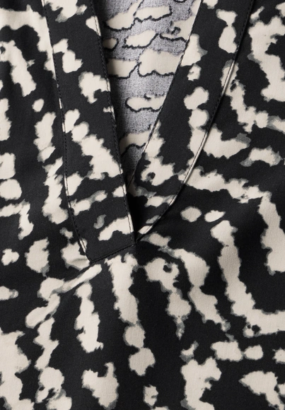 Street One - Spijkerblouse lange mouw - Zwart - LTD QR Splitneck blouse w turn