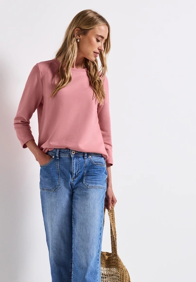 Street One - Sweater - Koraal - Crewneck solid - A303275