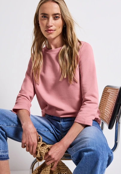 Street One - Sweater - Koraal - Crewneck solid - A303275