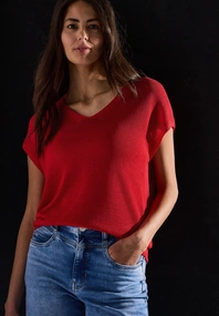 Street One - Sweatshirt - Rood - Sleeveless Sweater