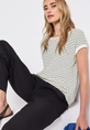 Street One - T-shirt korte mouw - Beige - fine wavy stripe knit - 323500
