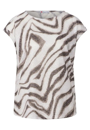 Street One - T-shirt korte mouw - Beige - printed burn dessin shi - 323574