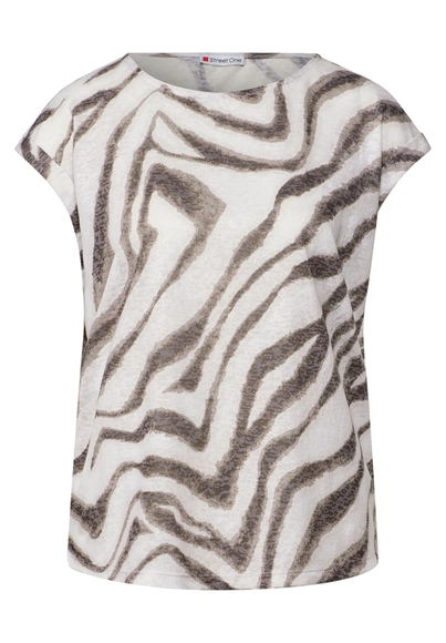 Street One - T-shirt korte mouw - Beige - printed burn dessin shi - 323574
