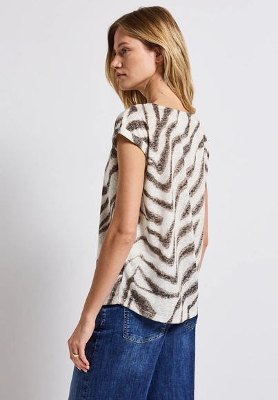 Street One - T-shirt korte mouw - Beige - printed burn dessin shi - 323574