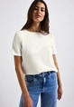 Street One - T-shirt korte mouw - Ecru - cosy structure shirt - 323331