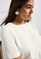 Street One - T-shirt korte mouw - Ecru - cosy structure shirt - 323331