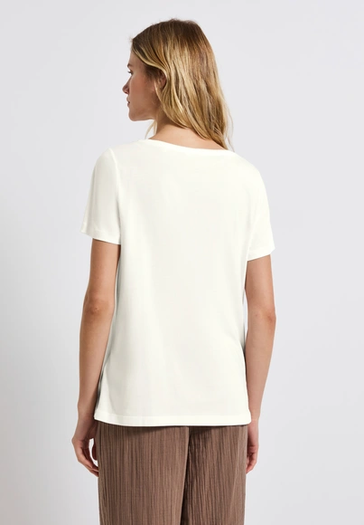 Street One - T-shirt korte mouw - Ecru - wording print shirt - 323577