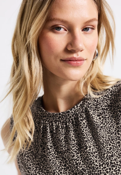 Street One - Tanktop - Beige - Printed jersey top - 323355
