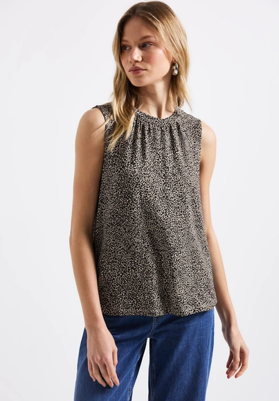 Street One - Tanktop - Beige - Printed jersey top - 323355