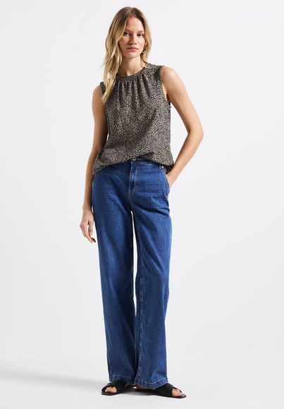 Street One - Tanktop - Beige - Printed jersey top - 323355