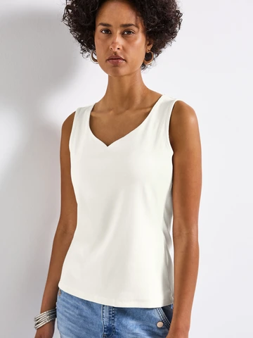Street One - Tanktop - Ecru - Gania heart neckl - 323499