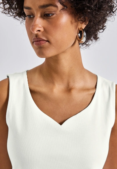Street One - Tanktop - Ecru - Gania heart neckl - 323499