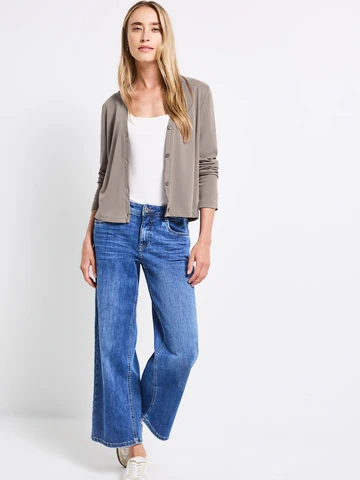 Street One - Trendy shirt lange mouw - Beige - silk look short jacket - A323536