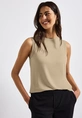Street One - Trendy T-shirt korte mouw - Beige - LTD QR jersey top w.chiffon sh