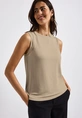 Street One - Trendy T-shirt korte mouw - Beige - LTD QR jersey top w.chiffon sh