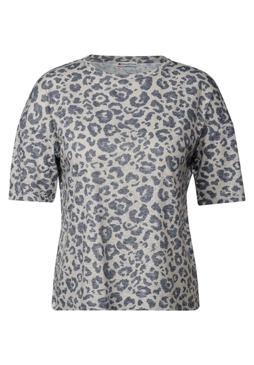 Street One - Trendy T-shirt korte mouw - Beige - LTD QR printed burn dessin - A323347