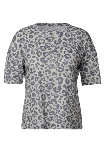 Street One - Trendy T-shirt korte mouw - Beige - LTD QR printed burn dessin - A323347