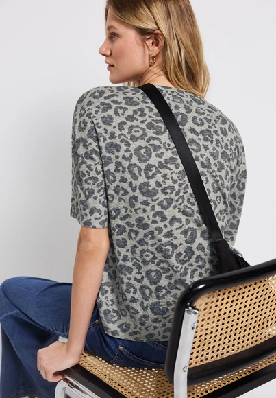 Street One - Trendy T-shirt korte mouw - Beige - LTD QR printed burn dessin - A323347