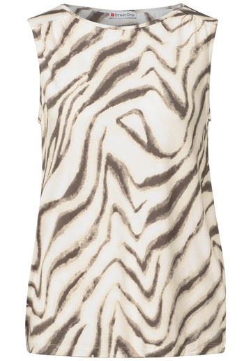 Street One - Trendy T-shirt korte mouw - Beige - printed basic top - A323584