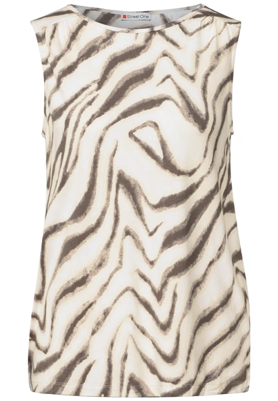 Street One - Trendy T-shirt korte mouw - Beige - printed basic top - A323584