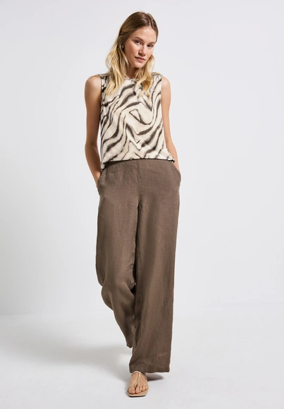 Street One - Trendy T-shirt korte mouw - Beige - printed basic top - A323584