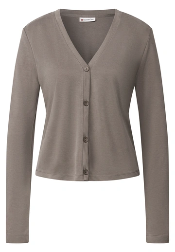 Street One - Trendy T-shirt korte mouw - Beige - silk look short jacket - A323536