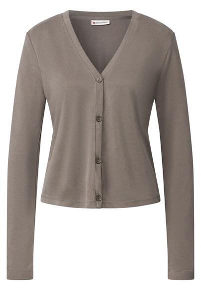 Street One - Trendy T-shirt korte mouw - Beige - silk look short jacket - A323536