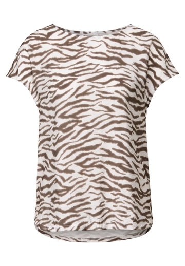 Street One - Trendy T-shirt korte mouw - Bruin - printed mat-mix shirt w.boat-n - A323569 printed ma