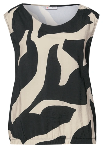 Street One - Trendy T-shirt korte mouw - Donkergrijs - LTD QR printed mat-mix top - A323361