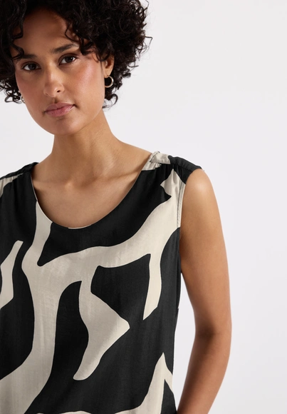 Street One - Trendy T-shirt korte mouw - Donkergrijs - LTD QR printed mat-mix top - A323361