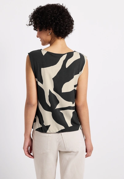 Street One - Trendy T-shirt korte mouw - Donkergrijs - LTD QR printed mat-mix top - A323361