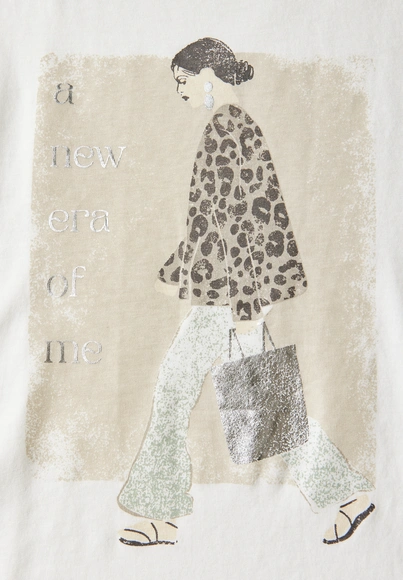Street One - Trendy T-shirt korte mouw - Ecru - lady partprint shirt - A323339