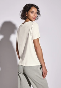 Street One - Trendy T-shirt korte mouw - Ecru - LTD QR basic partprint shirt