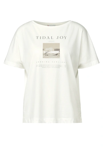 Street One - Trendy T-shirt korte mouw - Ecru - shirt w.glossy photoprint - A323578 shirt w.glossy p