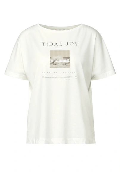 Street One - Trendy T-shirt korte mouw - Ecru - shirt w.glossy photoprint - A323578 shirt w.glossy p