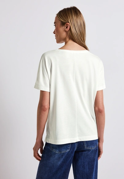 Street One - Trendy T-shirt korte mouw - Ecru - shirt w.glossy photoprint - A323578 shirt w.glossy p