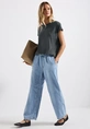 Street One - Trendy T-shirt korte mouw - Grijs - LTD QR silk look shirt w.stone - A323340