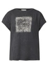Street One - Trendy T-shirt korte mouw - Grijs - washed shirt w.stud wording - A323342
