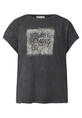 Street One - Trendy T-shirt korte mouw - Grijs - washed shirt w.stud wording - A323342