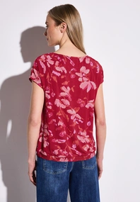 Street One - Trendy T-shirt korte mouw - Rood - printed mat-mix shirt
