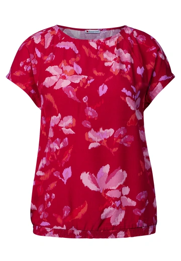 Street One - Trendy T-shirt korte mouw - Rood - printed mat-mix shirt