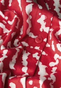 Street One - Trendy T-shirt korte mouw - Rood - printed shirt w.button panel