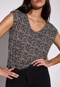 Street One - Trendy T-shirt korte mouw - Zwart - printed jersey top