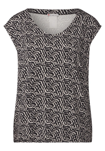 Street One - Trendy T-shirt korte mouw - Zwart - printed jersey top