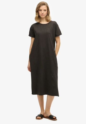 Superdry - Jurk - Zwart - Midi T-Shirt Dress - W8011868A