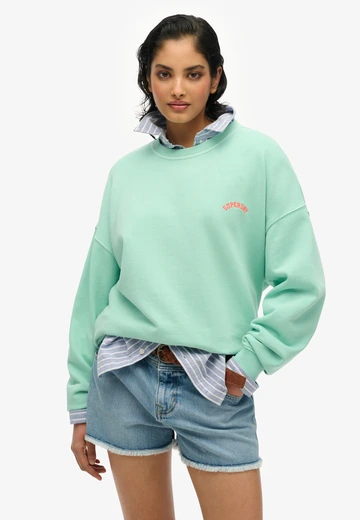 Superdry - Sweater - Lichtgroen - Essential Logo Gd Relax Crew - W2012293A