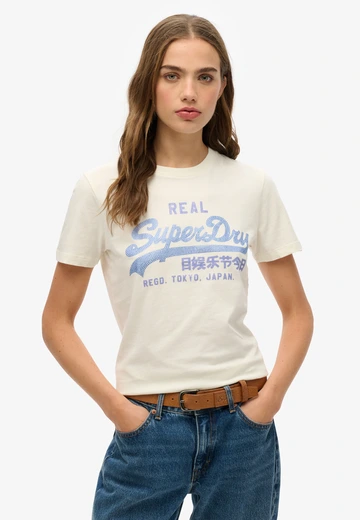 Superdry - T-shirt korte mouw - Ecru - Vl Rhinestone Slim Tee - W1011626A